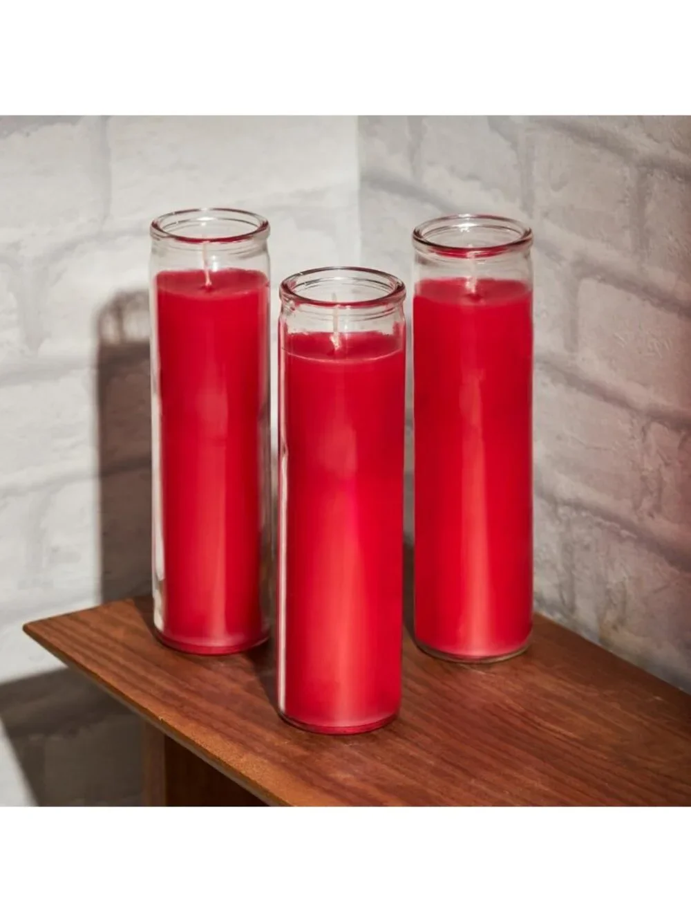 Set of 6 Red Prayer Candles in Glass Jars - Devotional Home Decor, Spiritual